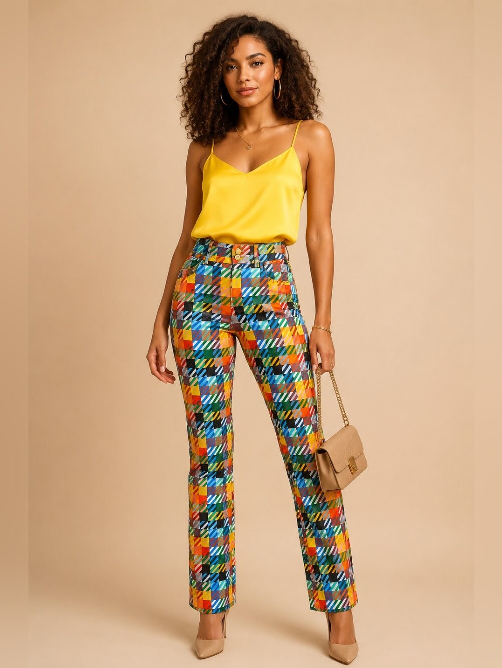 NWT Bruce Glen Colorful Patterned Women's Denim Flare Trousers Sz 6